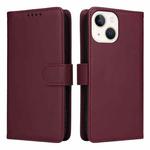 For iPhone 13 mini BETOPNICE BN-005 2 in 1 Detachable Imitate Genuine Leather Phone Case(Wine Red)