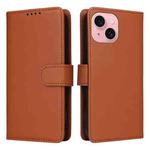 For iPhone 15 BETOPNICE BN-005 2 in 1 Detachable Imitate Genuine Leather Phone Case(Brown)