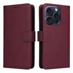 For iPhone 15 Pro BETOPNICE BN-005 2 in 1 Detachable Imitate Genuine Leather Phone Case(Wine Red)