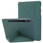 For Samsung Galaxy Tab S9 Deformation Silicone Leather Tablet Case(Dark Green)