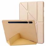 For Samsung Galaxy Tab S9 Deformation Silicone Leather Tablet Case(Gold)