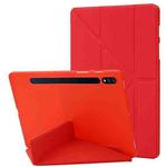 For Samsung Galaxy Tab S9 Deformation Silicone Leather Tablet Case(Red)
