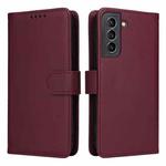 For Samsung Galaxy S21 BETOPNICE BN-005 2 in 1 Detachable Imitate Genuine Leather Phone Case(Wine Red)