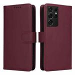 For Samsung Galaxy S21 Ultra BETOPNICE BN-005 2 in 1 Detachable Imitate Genuine Leather Phone Case(Wine Red)