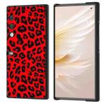 For Honor V Purse Black Edge Leopard PU Phone Case(Red)