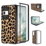 For Honor Magic Vs3 Black Edge Leopard PU Phone Case(Golden)