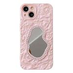 For iPhone 14 Plus Rose Texture Mirror TPU Phone Case(Pink)