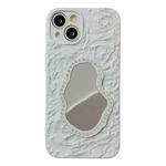 For iPhone 14 Plus Rose Texture Mirror TPU Phone Case(White)