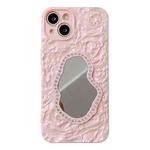 For iPhone 14 Rose Texture Mirror TPU Phone Case(Pink)