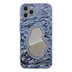 For iPhone 14 Pro Rose Texture Mirror TPU Phone Case(Blue)
