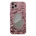 For iPhone 14 Pro Rose Texture Mirror TPU Phone Case(Rose Gold)