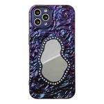 For iPhone 14 Pro Rose Texture Mirror TPU Phone Case(Purple)