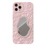 For iPhone 14 Pro Max Rose Texture Mirror TPU Phone Case(Pink)