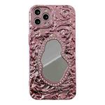 For iPhone 14 Pro Max Rose Texture Mirror TPU Phone Case(Rose Gold)