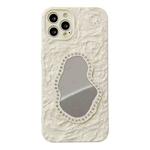 For iPhone 13 Pro Max Rose Texture Mirror TPU Phone Case(Beige)