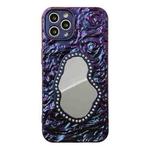 For iPhone 13 Pro Max Rose Texture Mirror TPU Phone Case(Purple)