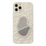 For iPhone 13 Pro Rose Texture Mirror TPU Phone Case(Beige)