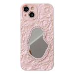 For iPhone 13 Rose Texture Mirror TPU Phone Case(Pink)