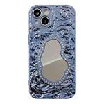 For iPhone 13 Rose Texture Mirror TPU Phone Case(Blue)