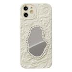 For iPhone 12 Rose Texture Mirror TPU Phone Case(Beige)