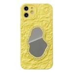 For iPhone 12 Rose Texture Mirror TPU Phone Case(Yellow)