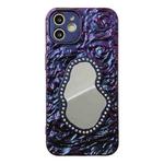 For iPhone 12 Rose Texture Mirror TPU Phone Case(Purple)