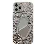 For iPhone 12 Pro Max Rose Texture Mirror TPU Phone Case(Silver)