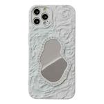 For iPhone 12 Pro Rose Texture Mirror TPU Phone Case(White)