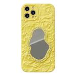 For iPhone 11 Pro Max Rose Texture Mirror TPU Phone Case(Yellow)