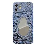 For iPhone 11 Rose Texture Mirror TPU Phone Case(Blue)