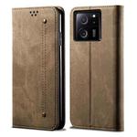 For Xiaomi Redmi K60 Ultra / 13T Denim Texture Casual Style Horizontal Flip Leather Case(Khaki)