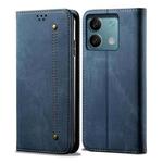 For Xiaomi Redmi Note 13 Pro Denim Texture Casual Style Horizontal Flip Leather Case(Blue)