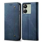 For Xiaomi Redmi 13C / Poco C65 Denim Texture Casual Style Horizontal Flip Leather Case(Blue)