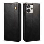 For Xiaomi Redmi Turbo 3 Oil Wax Crazy Horse Texture Leather Phone Case(Black)