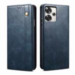 For Xiaomi Redmi Turbo 3 Oil Wax Crazy Horse Texture Leather Phone Case(Blue)
