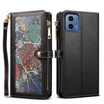 For Motorola Moto G85 ESEBLE Star Series Lanyard Zipper Wallet RFID Leather Case(Black)