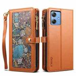 For Motorola Moto G54 5G Global ESEBLE Star Series Lanyard Zipper Wallet RFID Leather Case(Brown)