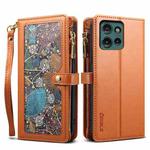 For Motorola Edge 50 5G Global ESEBLE Star Series Lanyard Zipper Wallet RFID Leather Case(Brown)