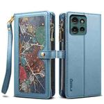 For Motorola Edge 50 5G Global ESEBLE Star Series Lanyard Zipper Wallet RFID Leather Case(Blue)