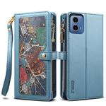 For Motorola Moto G34 5G / G45 5G ESEBLE Star Series Lanyard Zipper Wallet RFID Leather Case(Blue)