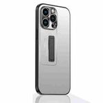 For iPhone 13 Pro Frosted Metal Hybrid TPU Holder Phone Case(Silver)
