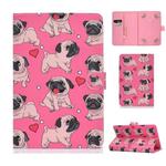For 7 inch Universal Colored Drawing Pattern Horizontal Flip PU Leather Case with Holder & Card Slots(Love Dog)