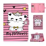 For 7 inch Universal Colored Drawing Pattern Horizontal Flip PU Leather Case with Holder & Card Slots(Crown Cat)
