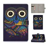 For 8 inch Universal Colored Drawing Pattern Horizontal Flip PU Leather Case with Holder & Card Slots(Owl)