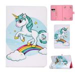 For 8 inch Universal Colored Drawing Pattern Horizontal Flip PU Leather Case with Holder & Card Slots(Unicorn)