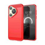 For Huawei P70 Brushed Texture Carbon Fiber TPU Phone Case(Red)