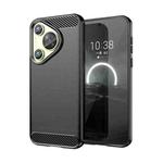 For Huawei P70 Brushed Texture Carbon Fiber TPU Phone Case(Black)