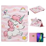 For iPad Pro 11 inch (2020) Colored Drawing Pattern Horizontal Flip PU Leather Tablet Case with Holder & Card Slot & Sleep / Wake-up Function(Pink Unicorn)