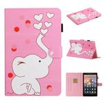 For Amazon Kindle Fire HD 8 (2016/2017/2018) Colored Drawing Pattern Horizontal Flip PU Leather Case with Holder & Card Slot & Sleep / Wake-up Function(Loving Elephant)