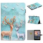 For Amazon Kindle Fire HD 8 (2020) Colored Drawing Pattern Horizontal Flip PU Leather Case with Holder & Card Slot & Sleep / Wake-up Function(Sika Deer)